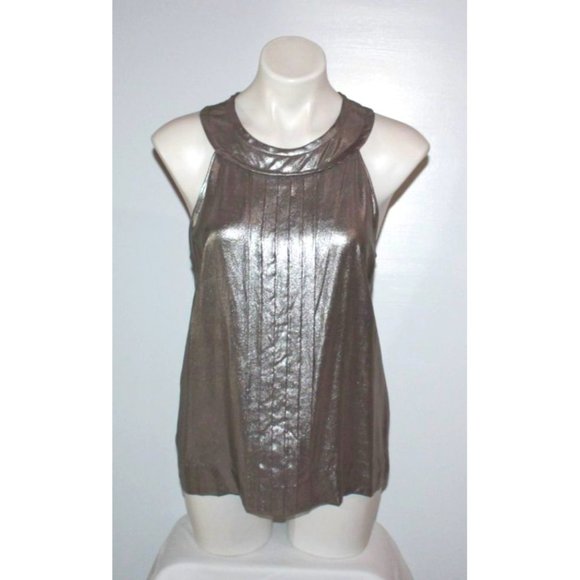 J. Crew Tops - J CREW Womens Pewter Metallic Silk Blouse Top Size S